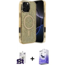 Pileli Store Pilelistore™ iPhone 16 Pro Max Kılıf Eksen Çizgi - Siyah Bilvis 5in1 5d Magic Hayalet Cam Ekran Koruyucu + Bilvis Titan Kamera Lens - Tmgı
