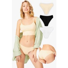 Homay 3'lü Lazer Kesim Basic Bikini Külot