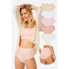 Homay 5'li Yüksek Bel Lazer Kesim Basic Bikini Külot