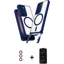 Marsilyan™- Galaxy S23 Plus Kılıf Atlas Doku Koleksiyonu - Siyah 6d Antistatik Mat Seramik Hayalet Nano Ekran Koruyucu + Metal Kamera Lens - Kı