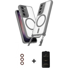 Marsilyan™- Galaxy S23 Plus Kılıf Atlas Doku Koleksiyonu - Siyah 6d Antistatik Mat Seramik Hayalet Nano Ekran Koruyucu + Metal Kamera Lens - Kı