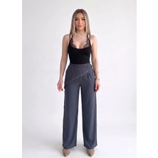 Shine & Style Fular Bağlama Detay Tensel Pantolon Antrasit