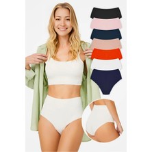 Homay 7'li Yüksek Bel Lazer Kesim Basic Bikini Külot