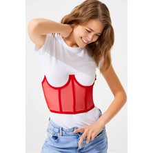 Homay Transparan Tül Detaylı Göğüs Altı Bralet Korse