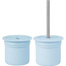 Esranın Dünyası Pipetli Silikon Bardak Seti Mineral Blue / Powder Grey
