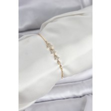 Clariss Gold Renk Zirkon Taşlı Yıldız Model Asansörlü Kadın Bileklik