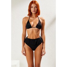PayBuy Kadın Bikini Takımı Fırfırlı Üçgen Kaplı Regular Kalıp Yüksek Bel Balensiz Kolsuz Örme Raşel