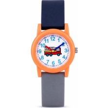Saattino Itfaiye Arabası Desenli Turuncu Kız Erkek Çocuk Kol Saati Analog Saat ST-304415