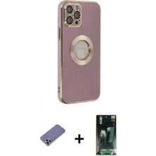 Marsilyan™- iPhone 12 Pro Kılıf Iz Form Serisi - Siyah 360 Mat Full Body Arka Koruyucu + Metal Kamera Lens Koruma Cam - Gd