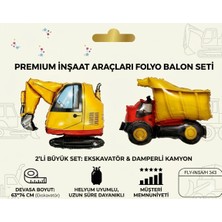 Çavuş E-Ticaret Inşaat Temalı Folyo Balon Seti Iş Makineleri Excavator Kepçe ve Kamyon 2li Folyo Balon Seti