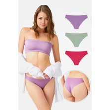 Homay 3'lü Pastel Neon Lazer Kesim Basic Bikini Külot