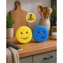Duff Clean 2'li Bulaşık Süngeri Sponge Çift Taraflı Gülen Yüz Sünger Sihirli Sünger Çok Amaçlı Temizlik Süngeri
