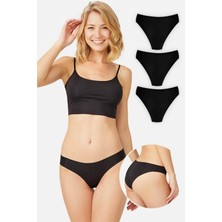 Homay 3'lü Siyah Lazer Kesim Basic Bikini Külot