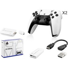Retro Oyun Stick HDMI Çift Gamepad Seti 2.4g Kablosuz - Beyaz HD330 Midastech