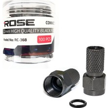Rose RC-36B F Konnektör Rg6 Contalı Siyah 100LÜ Paket Kavanozlu