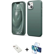Pileli Store Pilelistore™ iPhone 14 Kılıf Kozmos Yansıma Özel Seri - Siyah 3D Antistatik Cam Ekran Koruyucu + Diamond Kamera Lens - Kı