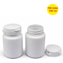Demet Home 100 ADET 100 ml Yırtılır Kapak Sakız-Numune-Ilaç-Tarım-Ecza-Tablet-Hap-Kapsül Kutusu Şişesi 100 cc Plastik Kutu