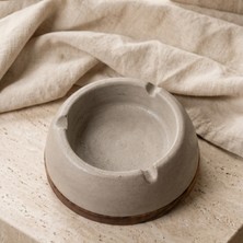Kafna Yuvarlak Beton Küllük Ahşap Tabanlı Dekoratif Modern Küllük