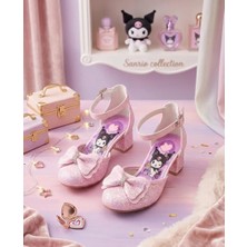 SGF Kids Pembe Kromi Karakterli Topuklu Abiye Ayakabı