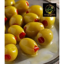 ZeytunixAkhisar Kapya Biber Dolgulu Yeşil Domat Zeytin 1000 gr (İri Boy)