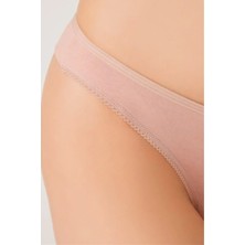 Homay Dantel Kenarlıklı Pamuklu Basic Tanga Külot - Tek Parça