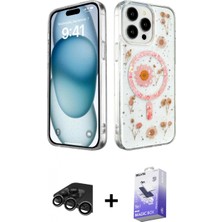 Pileli Store Pilelistore™ iPhone 15 Pro Max Kılıf Kozmos Doku - Siyah Bilvis 5in1 5d Magic Hayalet Cam Ekran Koruyucu + Raze Metal Kamera Lens - Tmgı