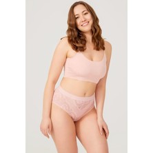Homay Büyük Beden Dantel Işlemeli Transparan Bikini Külot - Tek Parça