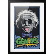 Pop Art Einstein Dokuma Etiket Çerçeveli Tablo