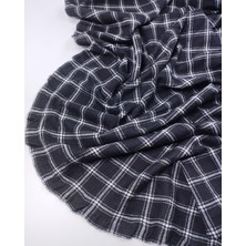 Kumaş Parça Siyah Beyaz Ekoseli Jakarlı Örme Kumaş Tok Duruşlu Esnek Elbiselik & Bluzluk 140X250CM