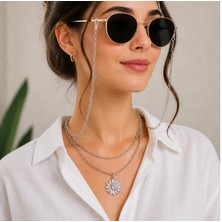 BijuStore Gümüş Renk Kadın Kolye - Gözlük Zinciri