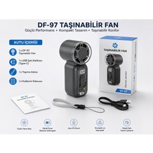 Azurtech Df-97 Dijital Ekranlı Taşınabilir Mini Fan – Şarjlı, Sessiz ve Güçlü El Fanı