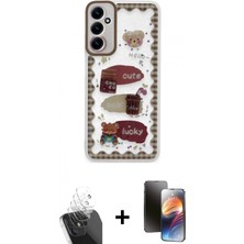 Pileli Store Pilelistore™ Galaxy A15 4g Kılıf Çekirdek Asil - Siyah 3D Antistatik Mat Seramik Nano Ekran Koruyucu + Kamera Lens Koruma Cam - Sf