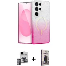 Marsilyan™- Galaxy S24 Ultra Kılıf Eksen Minimal Özel Seri - Siyah Bilvis Hayalet Cam Ekran Koruyucu + Pvd Metal Kamera Lens - Pe