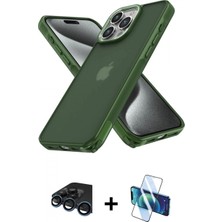 Pileli Store Pilelistore™ iPhone 15 Pro Max Kılıf Atlas Form - Siyah 3D Antistatik Seramik Nano Ekran Koruyucu + Raze Metal Kamera Lens - Lt