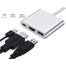 Te-Dos 4K HDMI Destekli 3'ü 1 Arada Type-C Hub Dönüştürücü TD-HB6101