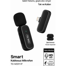 Te-Dos Şarj Kutulu Hd Ses Destekli Ios Uyumlu Kablosuz Yaka Mikrofonu TD-M3311IP