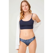 Homay Floral Desenli Lazer Kesim Basic Bikini Külot - Tek Parça