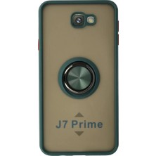 Armüz Samsung Galaxy J7 Prime Kılıf Montreal Yüzüklü Silikon Kapak - Yeşil