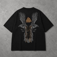 Yolo Street Oversize Unisex Siyah Tişört – Eagle Baskı, %100 Pamuk Streetwear Tasarım