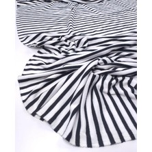 Kumaş Parça Siyah Beyaz Çizgili Interlok Örme Kumaş Hafif Havlı Yumuşak Crop & Bluzluk 160X160CM