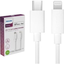Uravas Store Philips SWR1003/93 1 Metre Type-C To Lightning 20W Pd Hızlı Şarj ve Veri Kablosu Beyaz