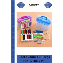 Carlburn #dikişseti Pratik Terzi Özel Kutulu 40 Parça Mini Dikiş Seti Iğne Iplik Balıkçı Makas Mezura Yüzük