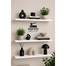 3’lü Premium Beyaz Duvar Rafı Seti 50X15 cm – Modern Ince Tasarım Dekoratif Raf