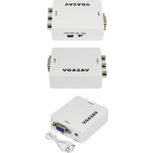 Narita VGA To Av (Rca) Görüntü ve Ses Çevirici Dönüştürücü Kutu (Güç Kablolu)
