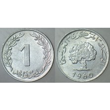 Banknoting Tunus 1 Milim 1960 Çilaltı.