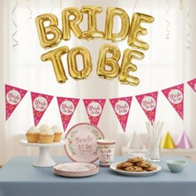 Umamiçe Bride To Be Parti Süsleri Seti – 8'li Tabak Bardak + Bride To Be Folyo Balon Set + Flama
