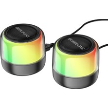 Borofone BP12 Rgb Işıklı 2 In 1 Bluetooth ve Aux Masaüstü Bilgisayar Hoparlörü