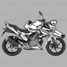 Moto Sticker 54 Mondial Drift 125 L China Brush Design Sticer Set Beyaz-Siyah