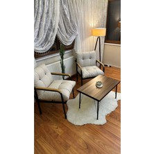 Modern Style Home Modern Levent Balkon, Bahçe, Cafe - Metal Kanepe Koltuk Takımı – 2 Tekli + Sehpa