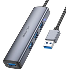Borofone DH12 4 In 1 Usb-A To USB 2.0 Hub Çokaltıcı - Klavye Mouse ve Yazıcı Uyumlu